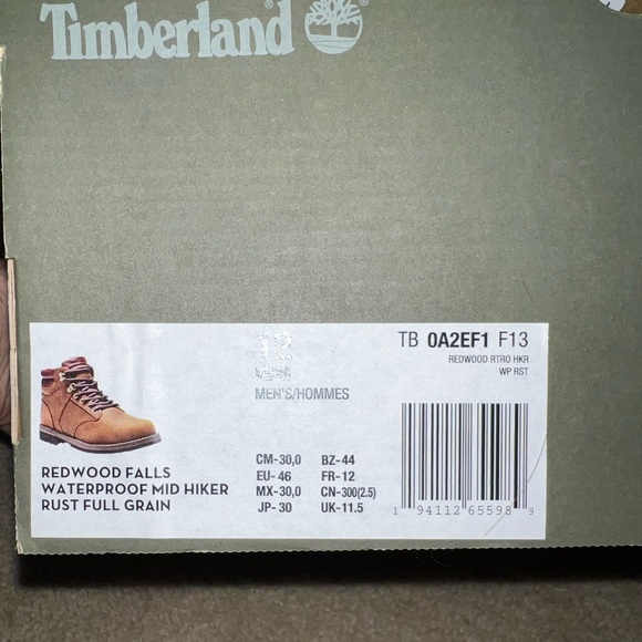 Timberland 12D redwood falls mid waterproof hiker . NEW never worn . - Picture 2 of 7